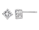 Synthetic Moissanite Cusion Cut Solitaire Earrings 1.10 Carat (ctw) 5.0mm in 14K White Gold (1.20 Carat Diamond Look)